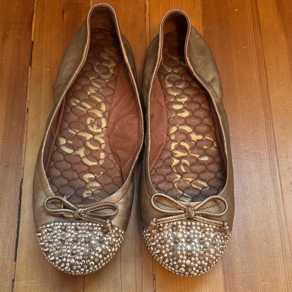Sam Edelman Bronze Embellished Flats